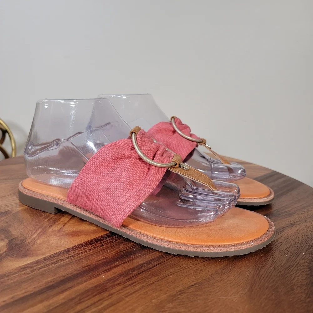 Yellow Box Pink Sandals Size 8 Fabric Thong Flats - Picture 4 of 16
